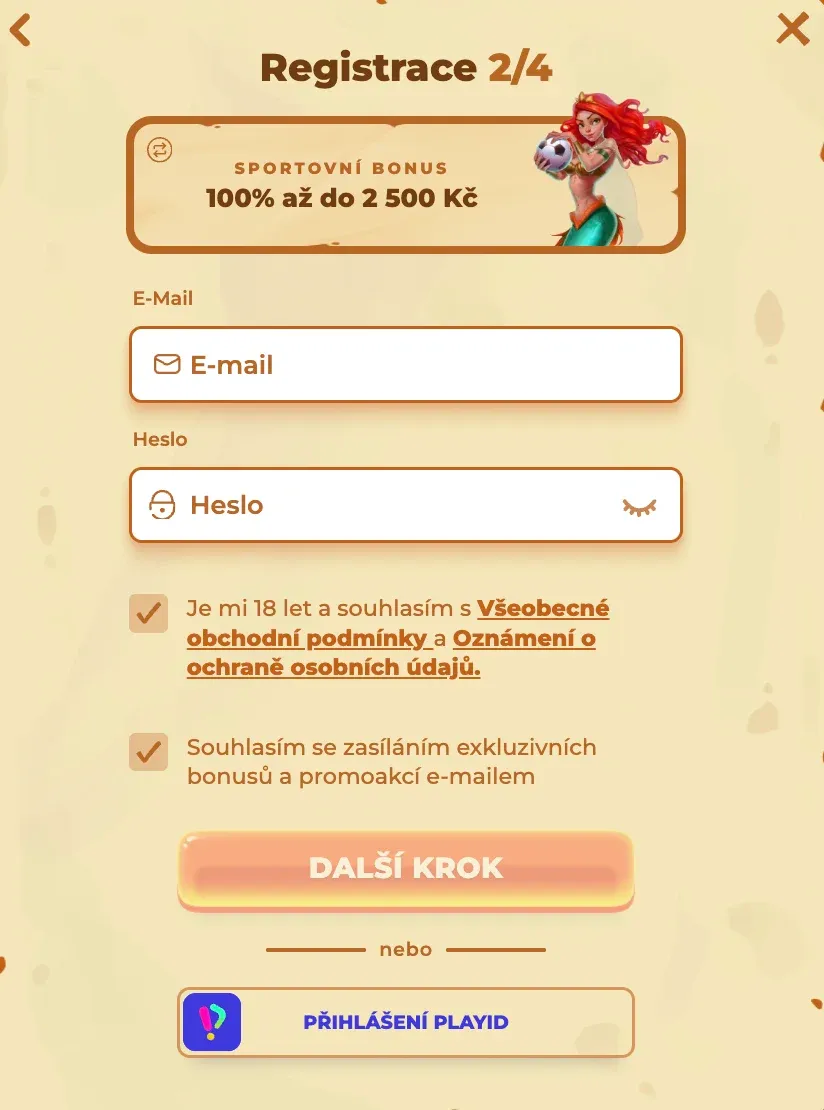 Registrační formulář v Posido
